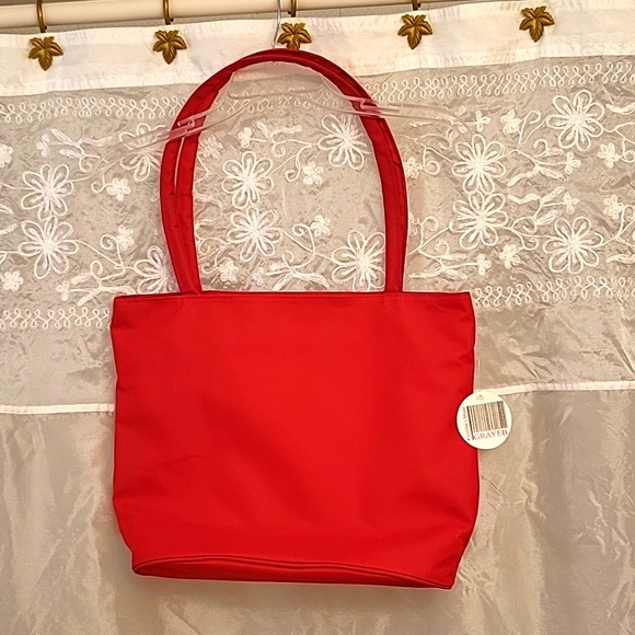 NEW Cancun Canvas Beach/Tote Bag, Red & White Stripes, Washable! - Picture 2 of 9